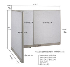 GOF Office L-Shaped Partition 48d x 78w x 60H - Kainosbuy.com