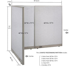 GOF Office L-Shaped Partition 48d x 78w x 72H - Kainosbuy.com