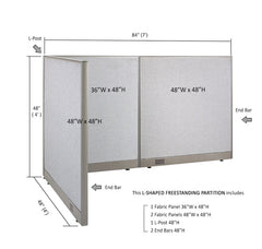 GOF Office L-Shaped Partition 48d x 84w x 48H - Kainosbuy.com