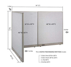 GOF Office L-Shaped Partition 48d x 84w x 60H - Kainosbuy.com