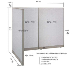 GOF Office L-Shaped Partition 48d x 84w x 72H - Kainosbuy.com