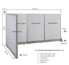 GOF Office L-Shaped Partition 48d x 90w x 48H - Kainosbuy.com