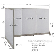 GOF Office L-Shaped Partition 48d x 90w x 60H - Kainosbuy.com