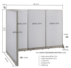 GOF Office L-Shaped Partition 48d x 90w x 72H - Kainosbuy.com