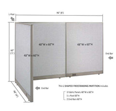GOF Office L-Shaped Partition 48d x 96w x 60H - Kainosbuy.com