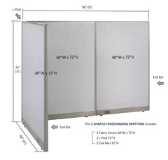 GOF Office L-Shaped Partition 48d x 96w x 72H - Kainosbuy.com