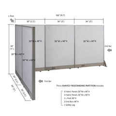 GOF Office L-Shaped Partition 60d x 102w x 48H - Kainosbuy.com