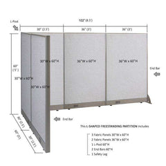 GOF Office L-Shaped Partition 60d x 102w x 60H - Kainosbuy.com