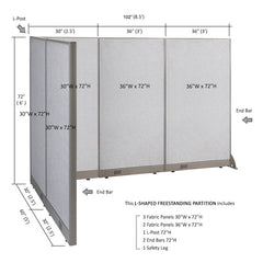 GOF Office L-Shaped Partition 60d x 102w x 72H - Kainosbuy.com
