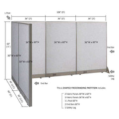 GOF Office L-Shaped Partition 60d x 108w x 60H - Kainosbuy.com