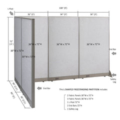 GOF Office L-Shaped Partition 60d x 108w x 72H - Kainosbuy.com