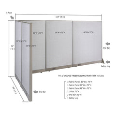 GOF Office L-Shaped Partition 60d x 114w x 72H - Kainosbuy.com