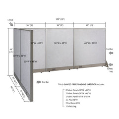 GOF Office L-Shaped Partition 60d x 120w x 48H - Kainosbuy.com