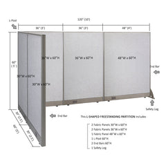 GOF Office L-Shaped Partition 60d x 120w x 60H - Kainosbuy.com