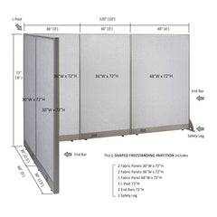 GOF Office L-Shaped Partition 60d x 120w x 72H - Kainosbuy.com