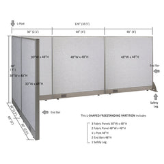 GOF Office L-Shaped Partition 60d x 126w x 48H - Kainosbuy.com