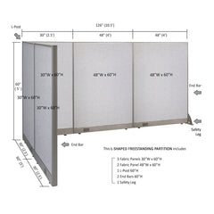 GOF Office L-Shaped Partition 60d x 126w x 60H - Kainosbuy.com