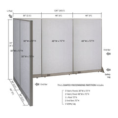 GOF Office L-Shaped Partition 60d x 126w x 72H - Kainosbuy.com