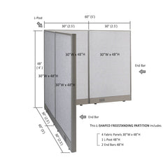 GOF Office L-Shaped Partition 60d x 60w x 48H - Kainosbuy.com