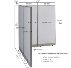 GOF Office L-Shaped Partition 60d x 60w x 72H - Kainosbuy.com
