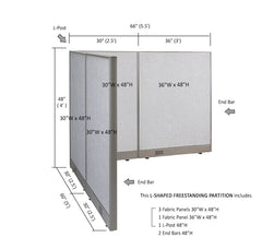 GOF Office L-Shaped Partition 60d x 66w x 48H - Kainosbuy.com
