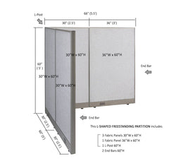 GOF Office L-Shaped Partition 60d x 66w x 60H - Kainosbuy.com