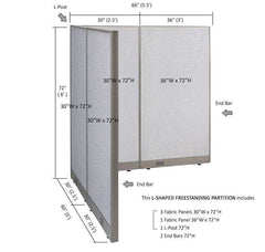 GOF Office L-Shaped Partition 60d x 66w x 72H - Kainosbuy.com
