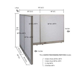 GOF Office L-Shaped Partition 60d x 78w x 48H - Kainosbuy.com