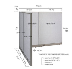 GOF Office L-Shaped Partition 60d x 78w x 60H - Kainosbuy.com