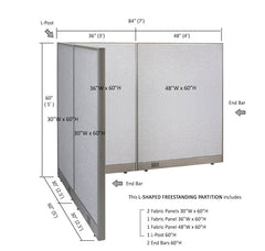 GOF Office L-Shaped Partition 60d x 84w x 60H - Kainosbuy.com