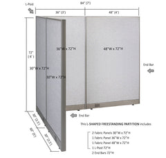 GOF Office L-Shaped Partition 60d x 84w x 72H - Kainosbuy.com