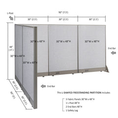 GOF Office L-Shaped Partition 60d x 90w x 48H - Kainosbuy.com