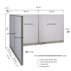 GOF Office L-Shaped Partition 60d x 96w x 48H - Kainosbuy.com