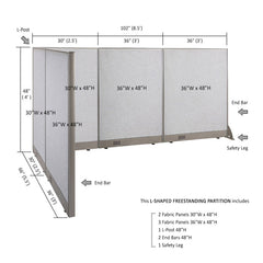 GOF Office L-Shaped Partition 66d x 102w x 48H - Kainosbuy.com