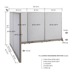 GOF Office L-Shaped Partition 66d x 102w x 60H - Kainosbuy.com