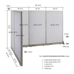 GOF Office L-Shaped Partition 66d x 102w x 72H - Kainosbuy.com