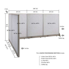 GOF Office L-Shaped Partition 66d x 108w x 48H - Kainosbuy.com