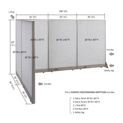 GOF Office L-Shaped Partition 66d x 108w x 60H - Kainosbuy.com