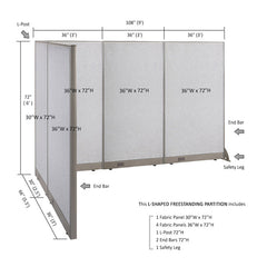 GOF Office L-Shaped Partition 66d x 108w x 72H - Kainosbuy.com