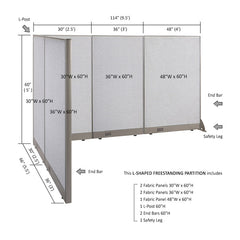 GOF Office L-Shaped Partition 66d x 114w x 60H - Kainosbuy.com