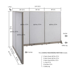 GOF Office L-Shaped Partition 66d x 114w x 72H - Kainosbuy.com