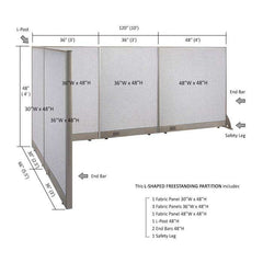 GOF Office L-Shaped Partition 66d x 120w x 48H - Kainosbuy.com
