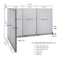 GOF Office L-Shaped Partition 66d x 120w x 72H - Kainosbuy.com