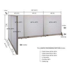 GOF Office L-Shaped Partition 66d x 126w x 48H - Kainosbuy.com