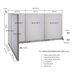 GOF Office L-Shaped Partition 66d x 126w x 60H - Kainosbuy.com