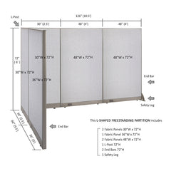 GOF Office L-Shaped Partition 66d x 126w x 72H - Kainosbuy.com
