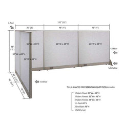 GOF Office L-Shaped Partition 66d x 132w x 48H - Kainosbuy.com