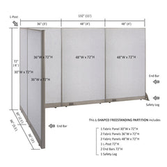 GOF Office L-Shaped Partition 66d x 132w x 72H - Kainosbuy.com