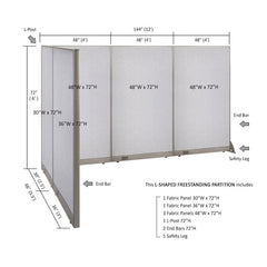 GOF Office L-Shaped Partition 66d x 144w x 72H - Kainosbuy.com