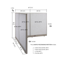 GOF Office L-Shaped Partition 66d x 66w x 48H - Kainosbuy.com